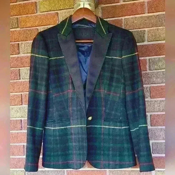 J crew collection green plaid blazer size xs 2 - Picture 3 of 17